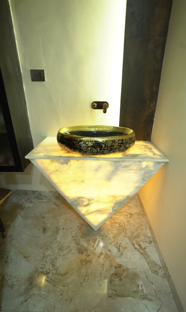 The Glowing Backlit Onyx & Handcrafted Brass Vanity
