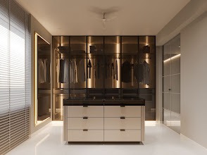 The Bronze Glass & Island Wardrobe Dressing Suite